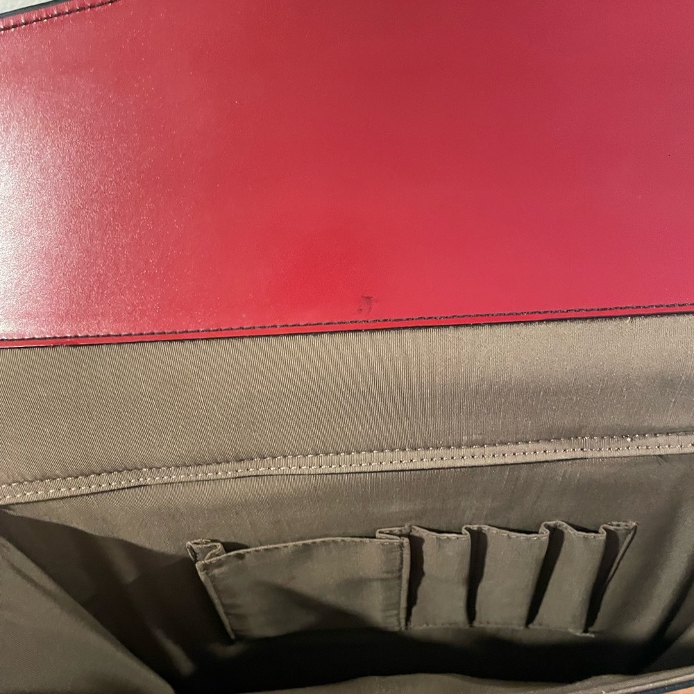 Jack Georges Milano Red Leather Rolling Laptop Briefcase/Vertical Wheeler - Picture 8 of 16